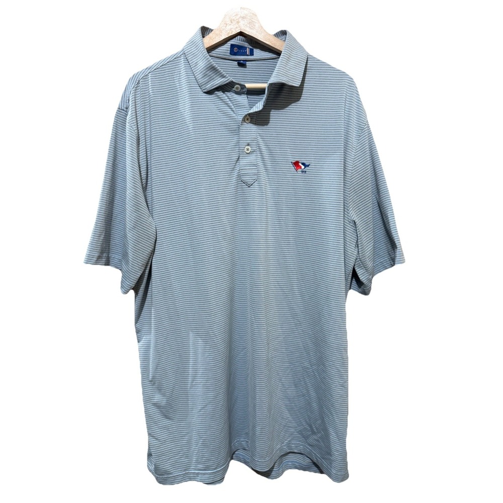 Stitch‎ Golf Polo Shirt Mens Extra Large Blue Gray Striped Performance Comfort